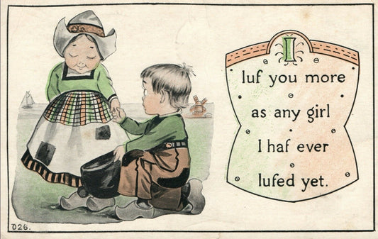 Dutch Boy Kneeling Expressing Love To Dutch Girl Romantic Postcard 026