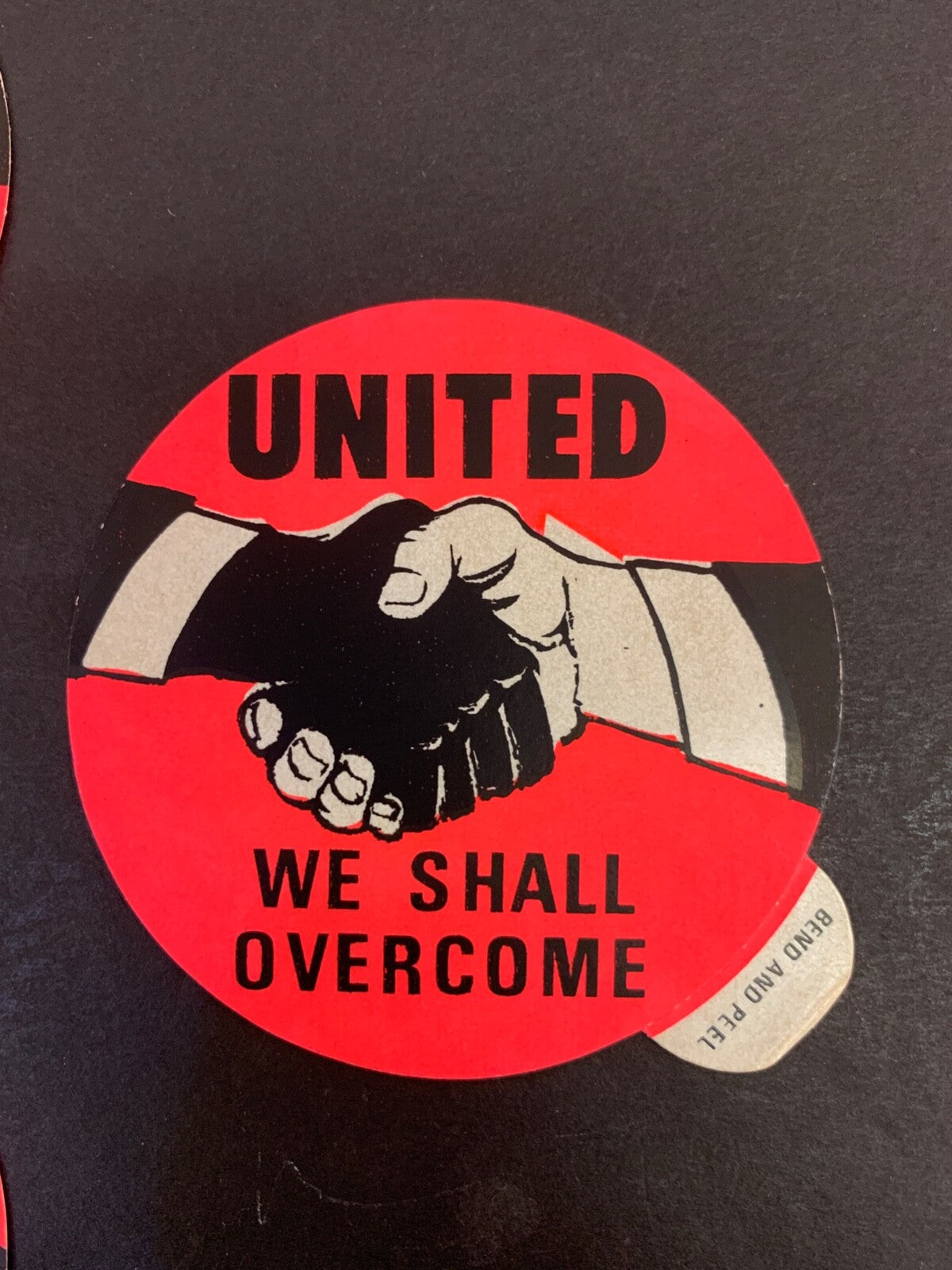 Lot of Five "United We Shall Overcome" Red/Pink 3' x 3' Sticker