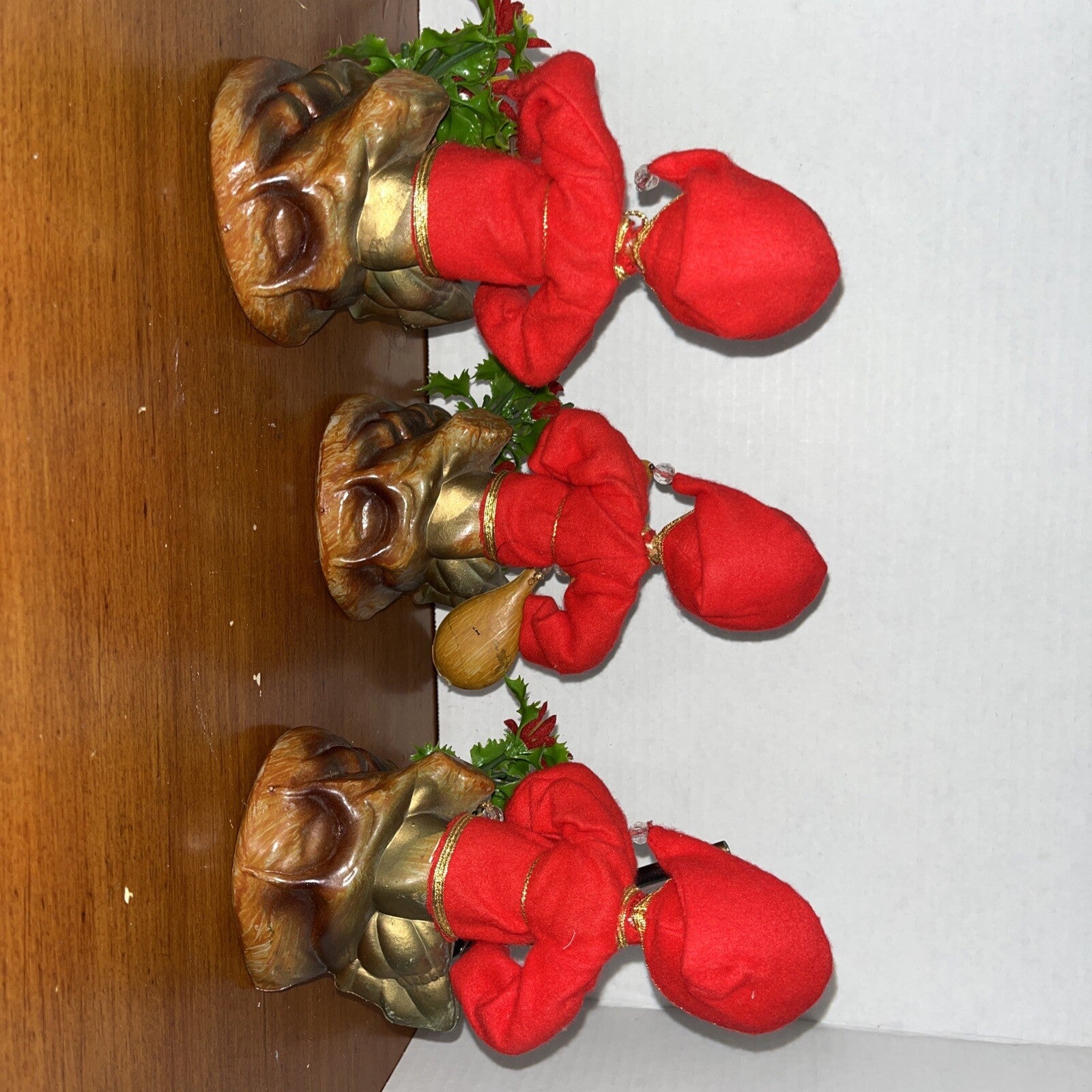 3 Vintage Asian Boys Playing Instruments Figurines Pixie Elf Hong Kong Christmas
