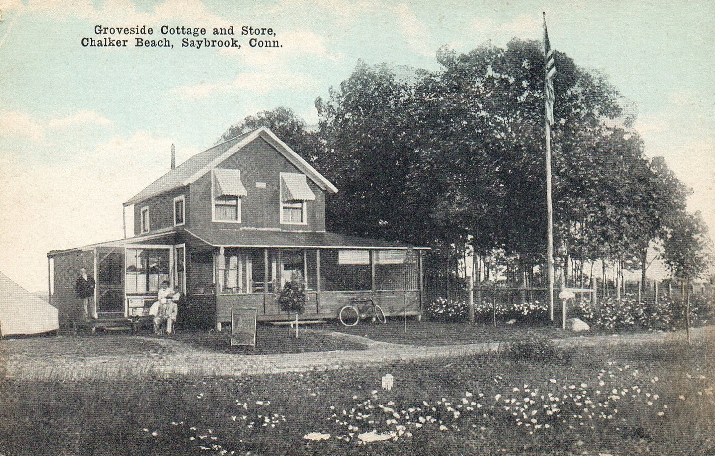 Groveside Cottage & Store Chalker Beach Saybrook CT Connecticut Postcard