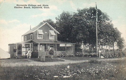 Groveside Cottage & Store Chalker Beach Saybrook CT Connecticut Postcard