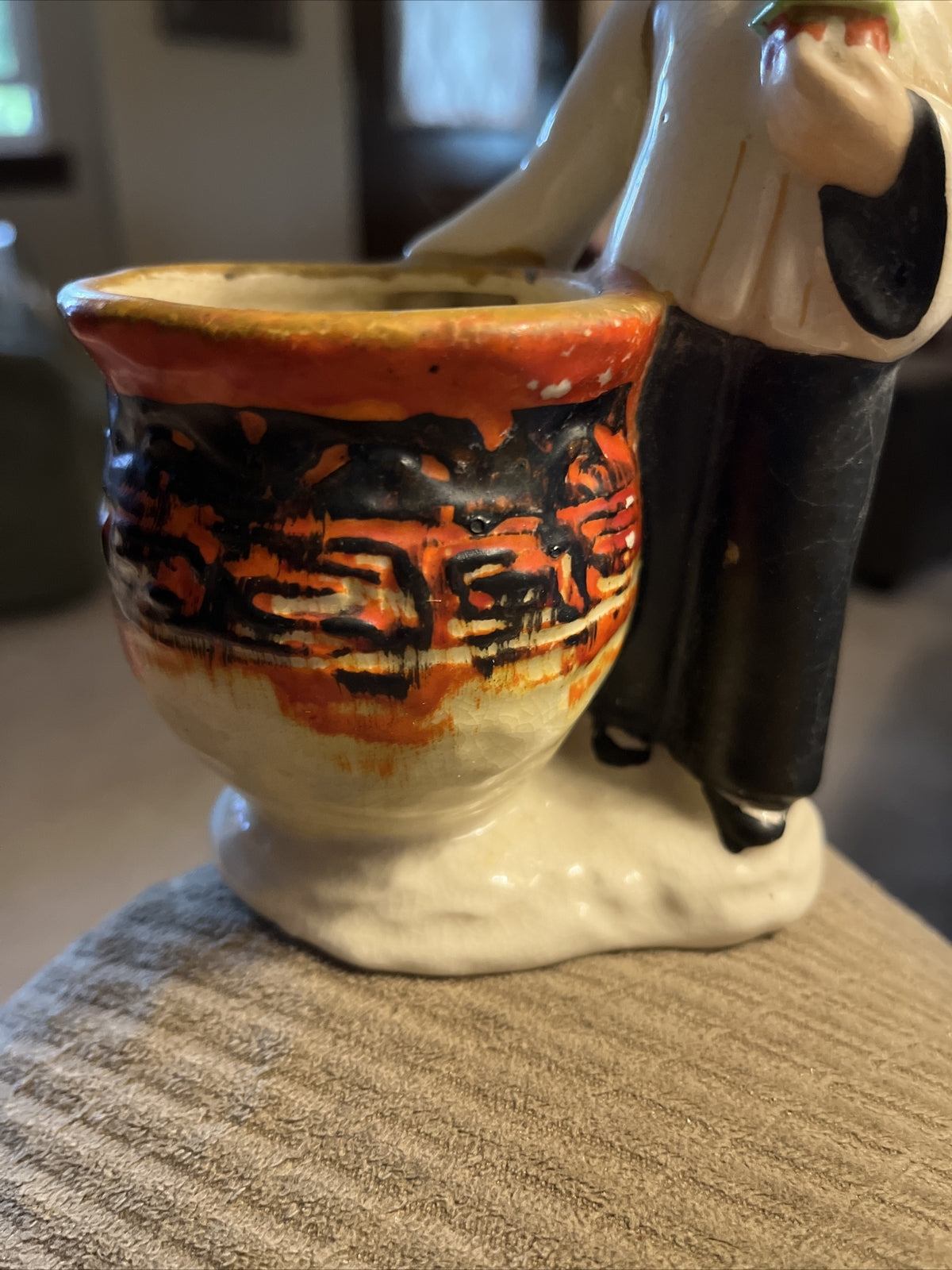 Vintage Asian Man Figurine Planter Hand Painted in Occupied Japan