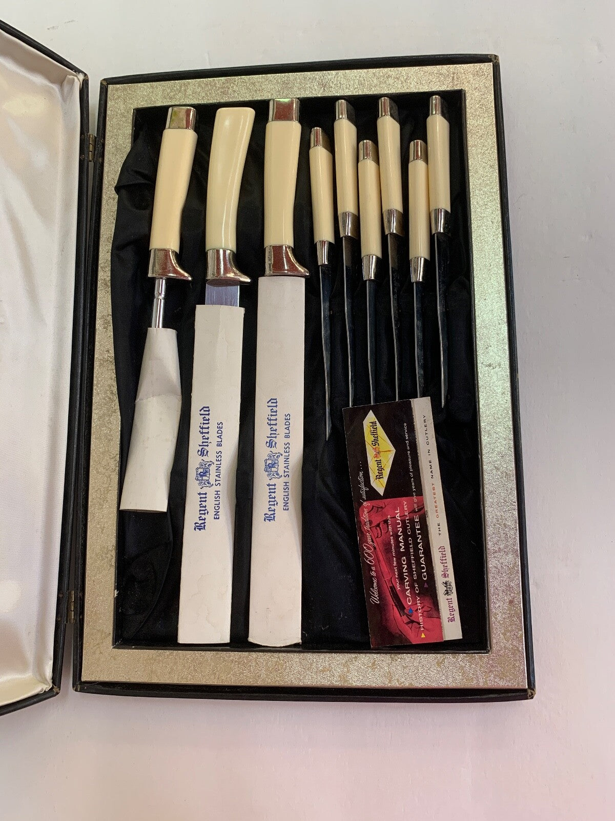 Vintage Regent Sheffield English Stainless Blades Set of 6 Small Knives & 3 Lg