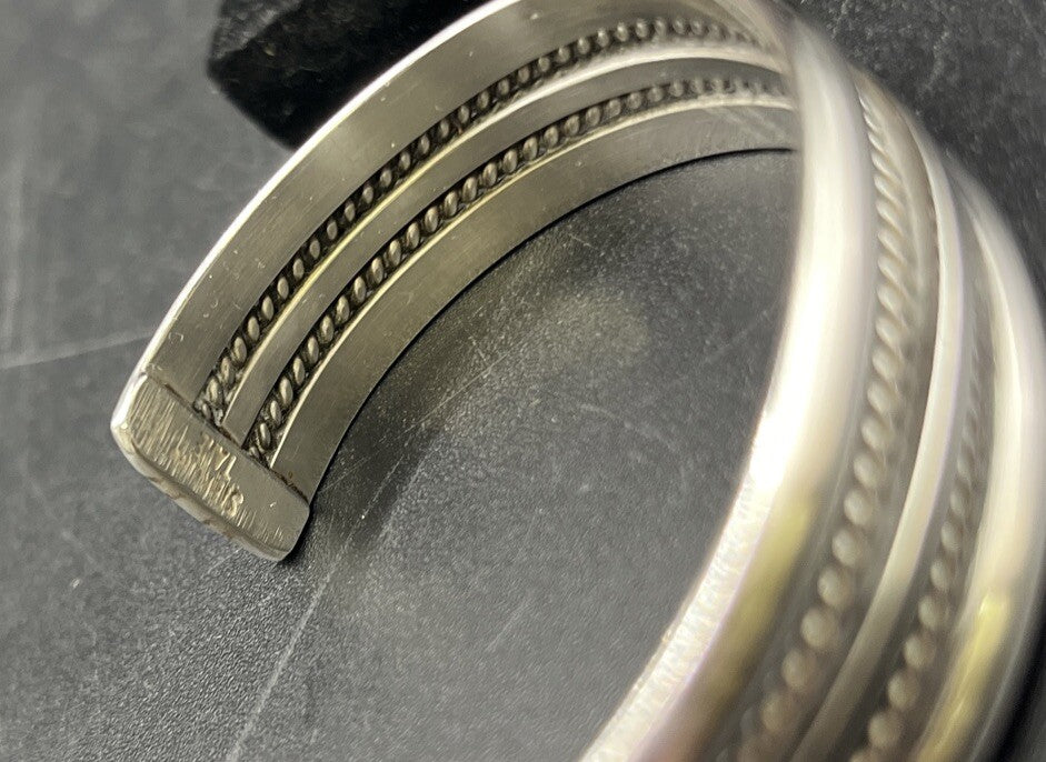 Vintage Southwestern Twist Sterling Silver Cuff Bracelet 6-3/8"