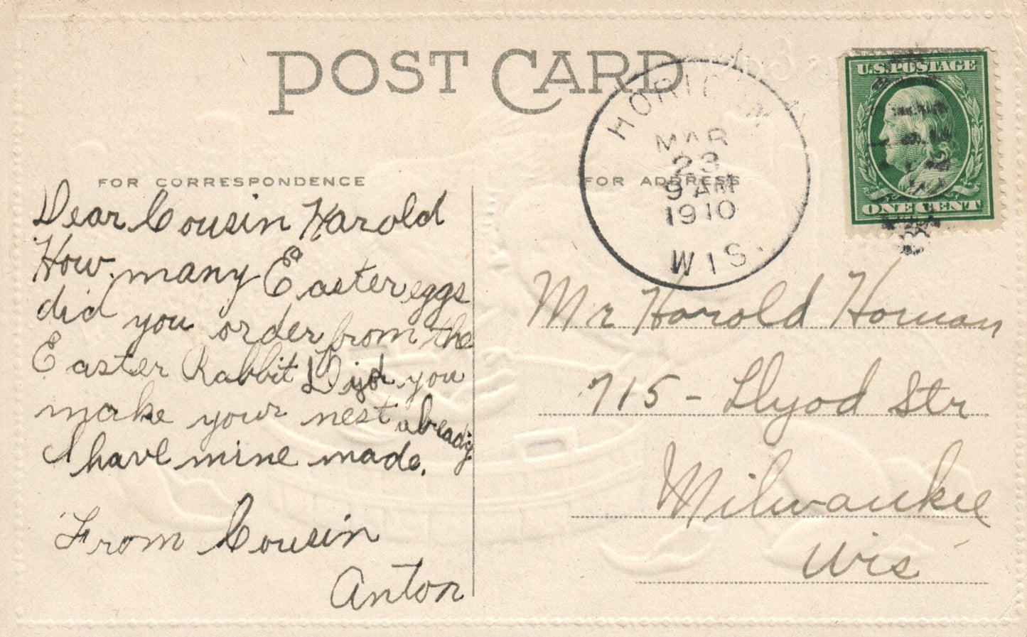 Gold Metallic Cracked Egg Chicks Looking Over Water Bucket Easter Postcard