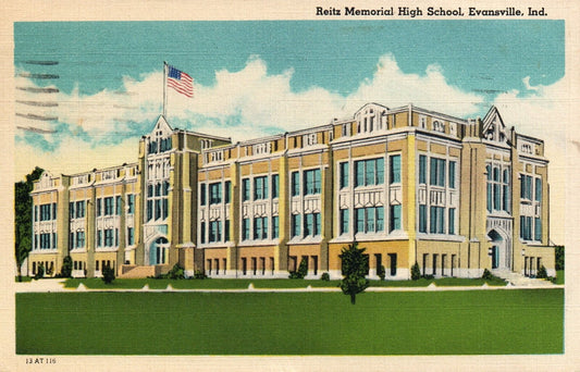 Reitz Memorial High School in Evansville Indiana IN Vintage Postcard