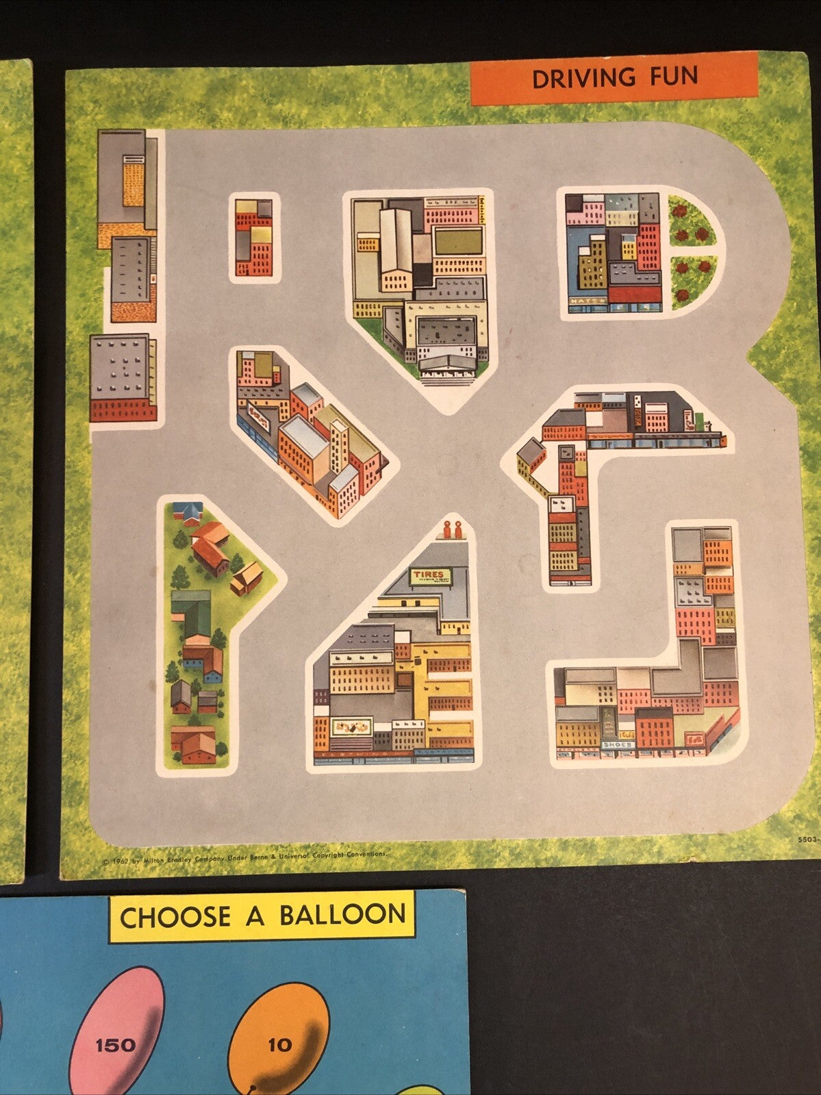 1962 Milton Bradley Board Game Pieces - Toy Town Driving Fun Choose a Balloon