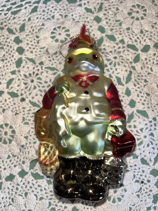 Vintage Fishing Frog Mercury Glass Christmas Ornaments 