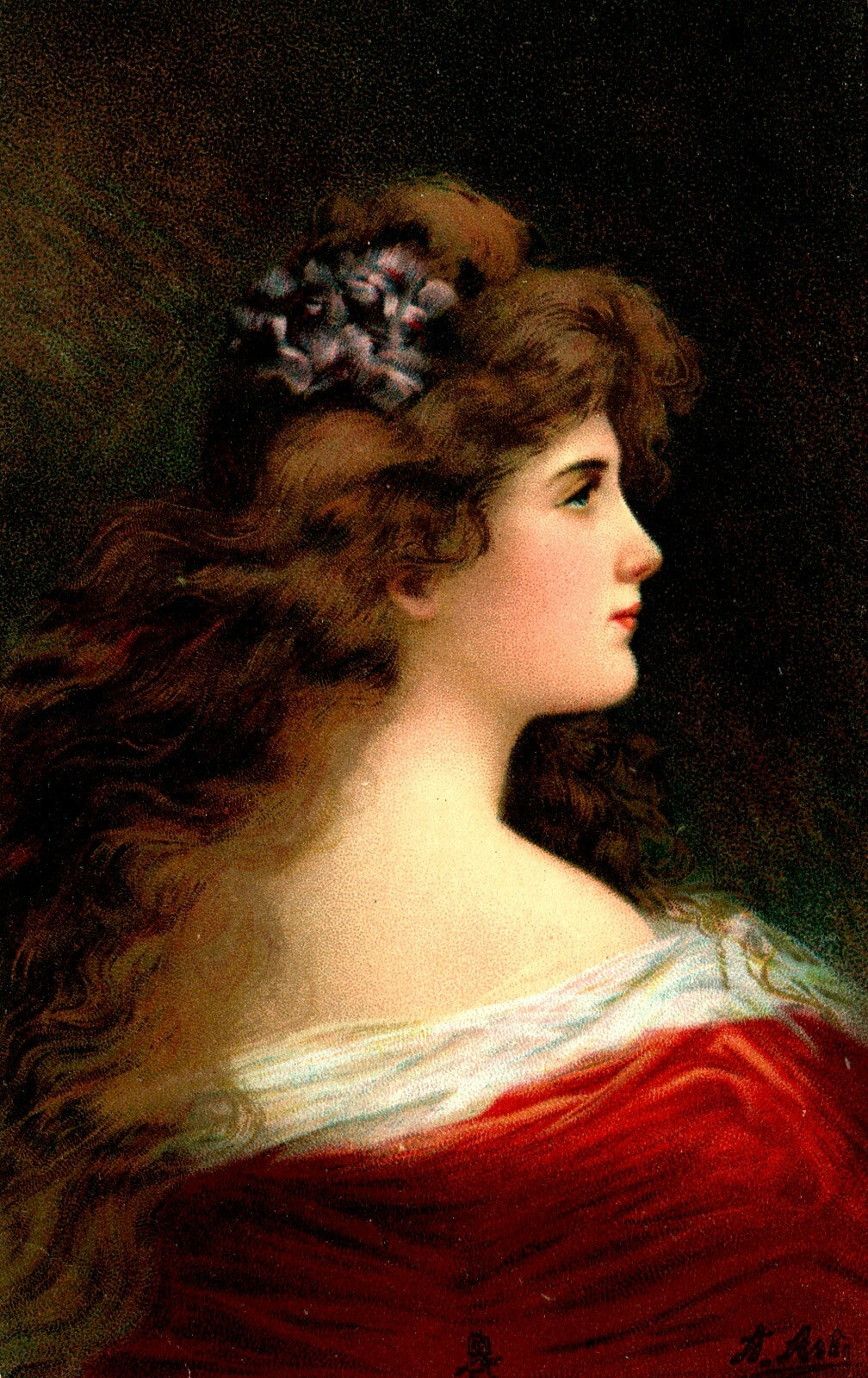 Raphael Tuck  ASTI Series 6295 Artist Signed A Asti Elinor Red