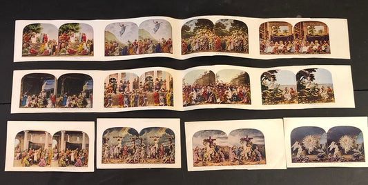 Stereoview Paper Cards Biblical Scenes Jesus Birth to Death Lot of 12