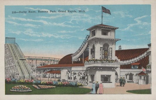 250 Derby Racer Ramona Park Building Grand Rapids Michigan MI Mich Postcard 