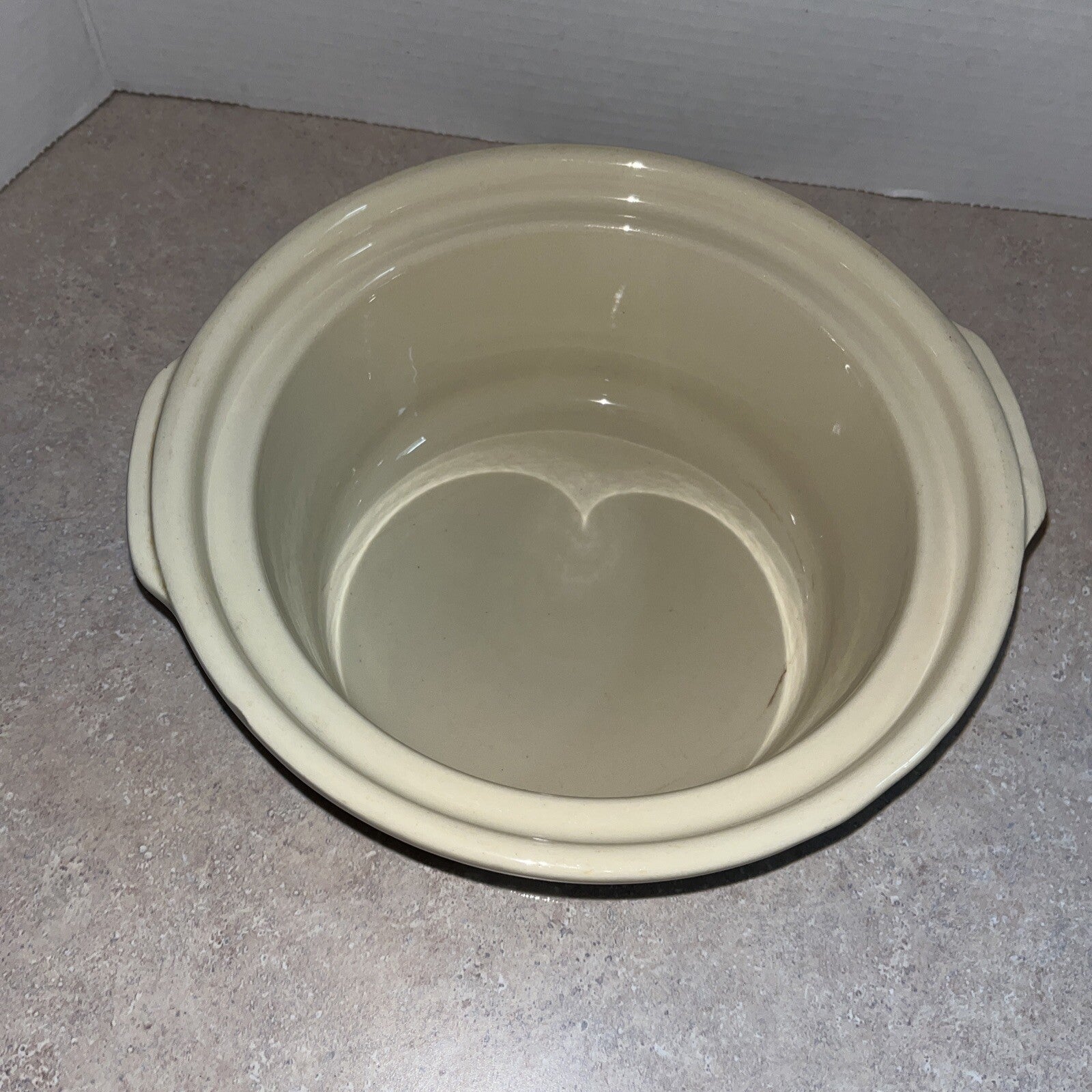 Bowl by Roseville Ohio Friendship Pottery BLUE PATTERN on STONE BACKGROUND 10.5”