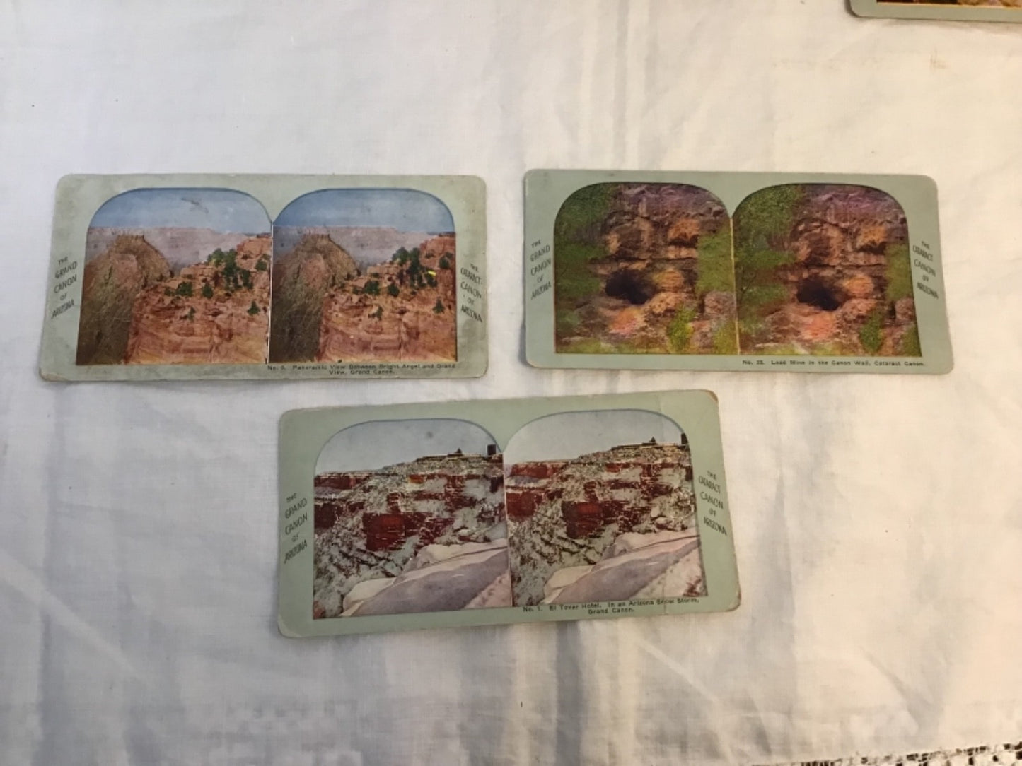 7  Grand Canyon of Arizona AZ Cactus Hotel Station  stereoview set 