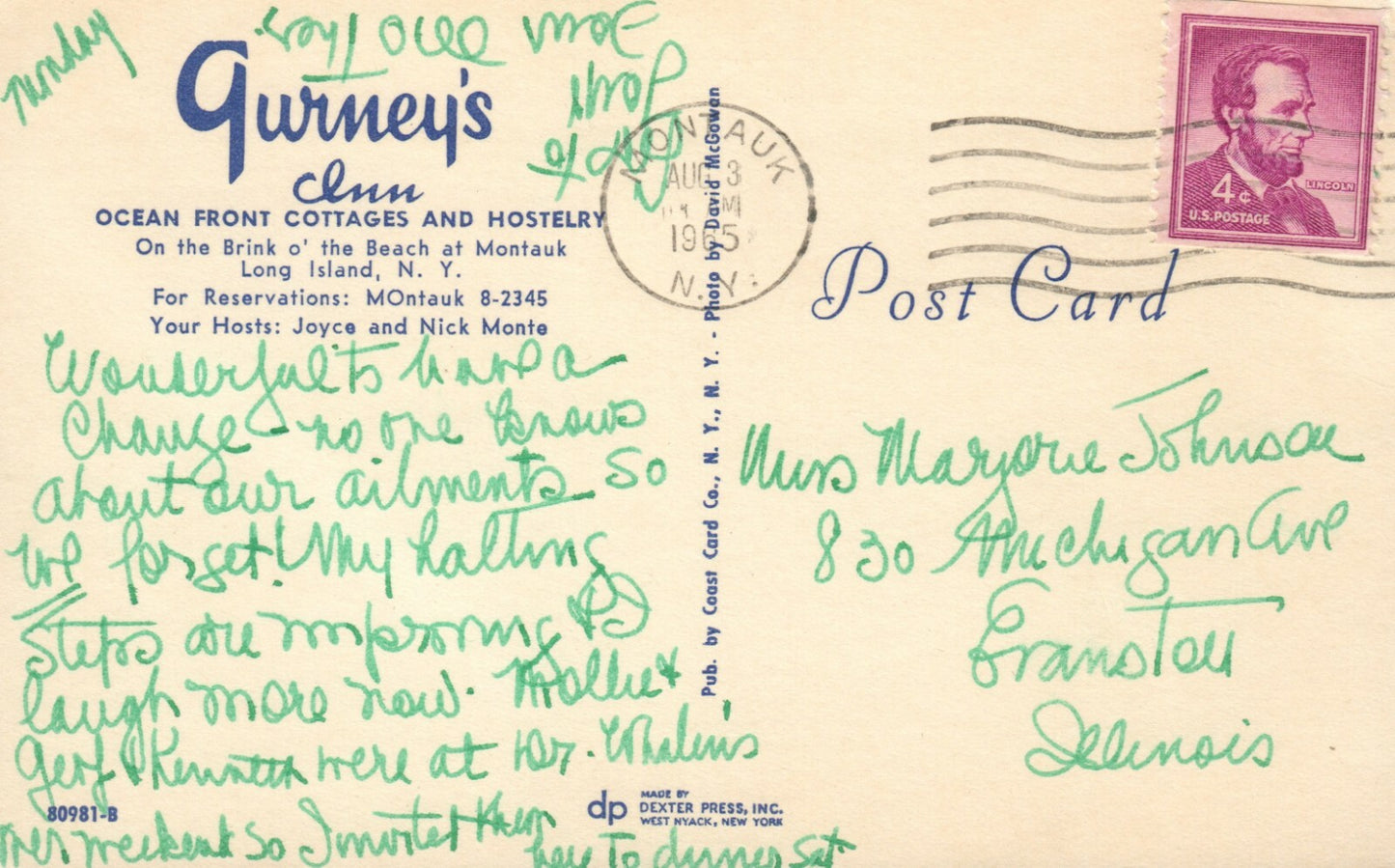 Ocean Front Cottages Long Island New York NY Postcard