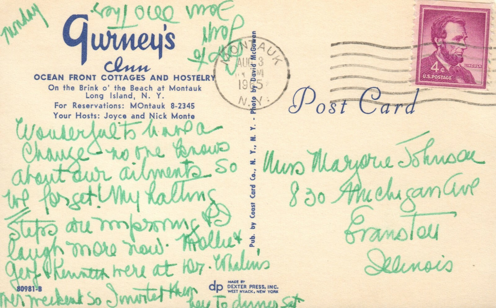 Ocean Front Cottages Long Island New York NY Postcard