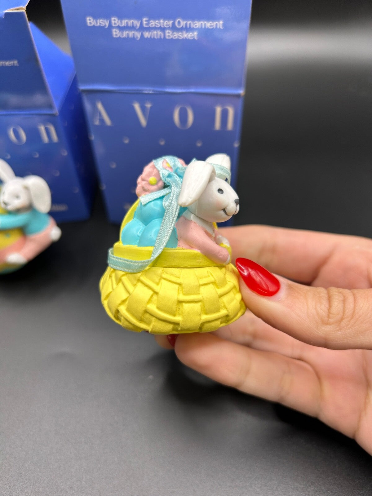 NEW Vintage AVON Busy Bunny Easter Ornament, Bunny with Basket and watering can!