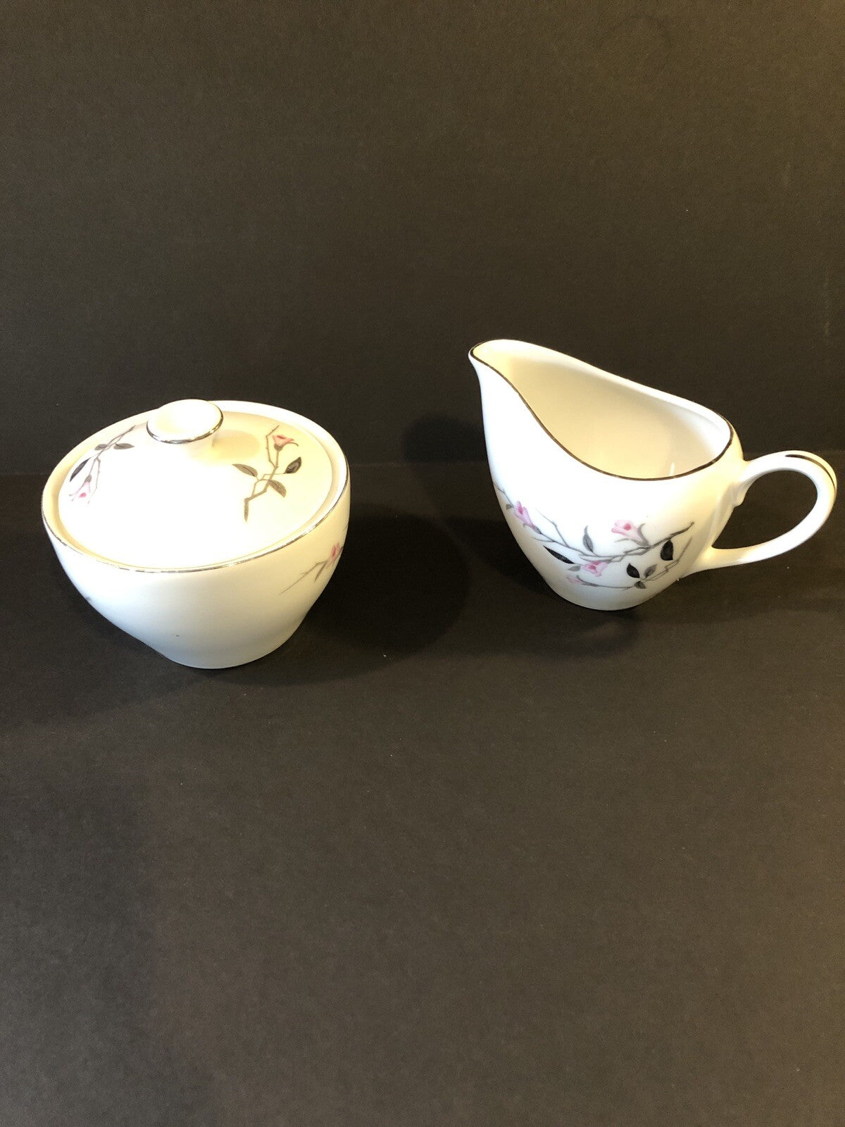 Cherry Blossom #1067 Fine China Creamer and Sugar Bowl Japan Dishware