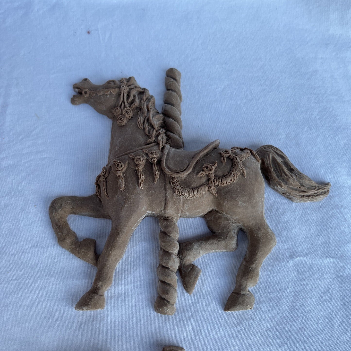 2 Wall Resin Carousel Horses Unpainted