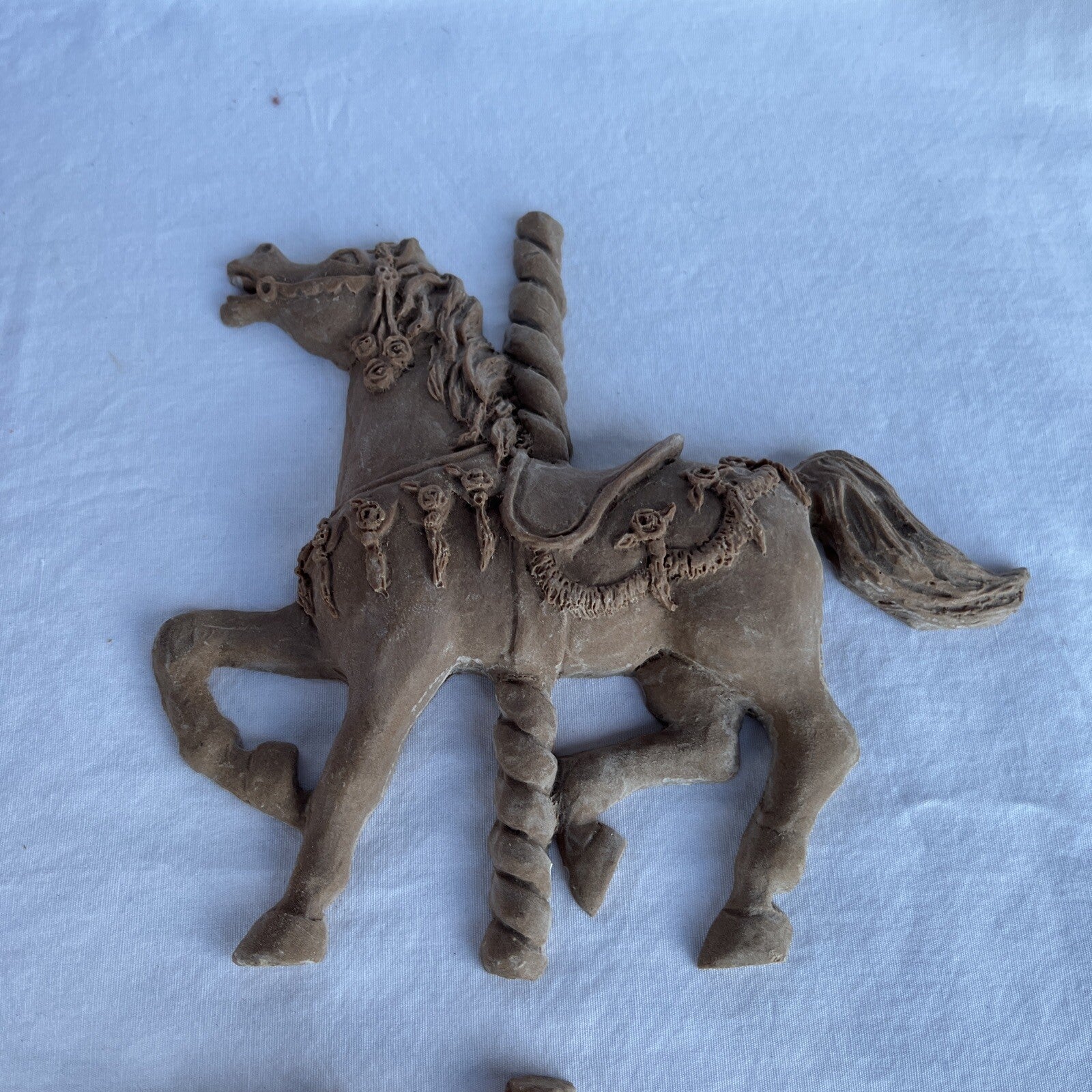 2 Wall Resin Carousel Horses Unpainted