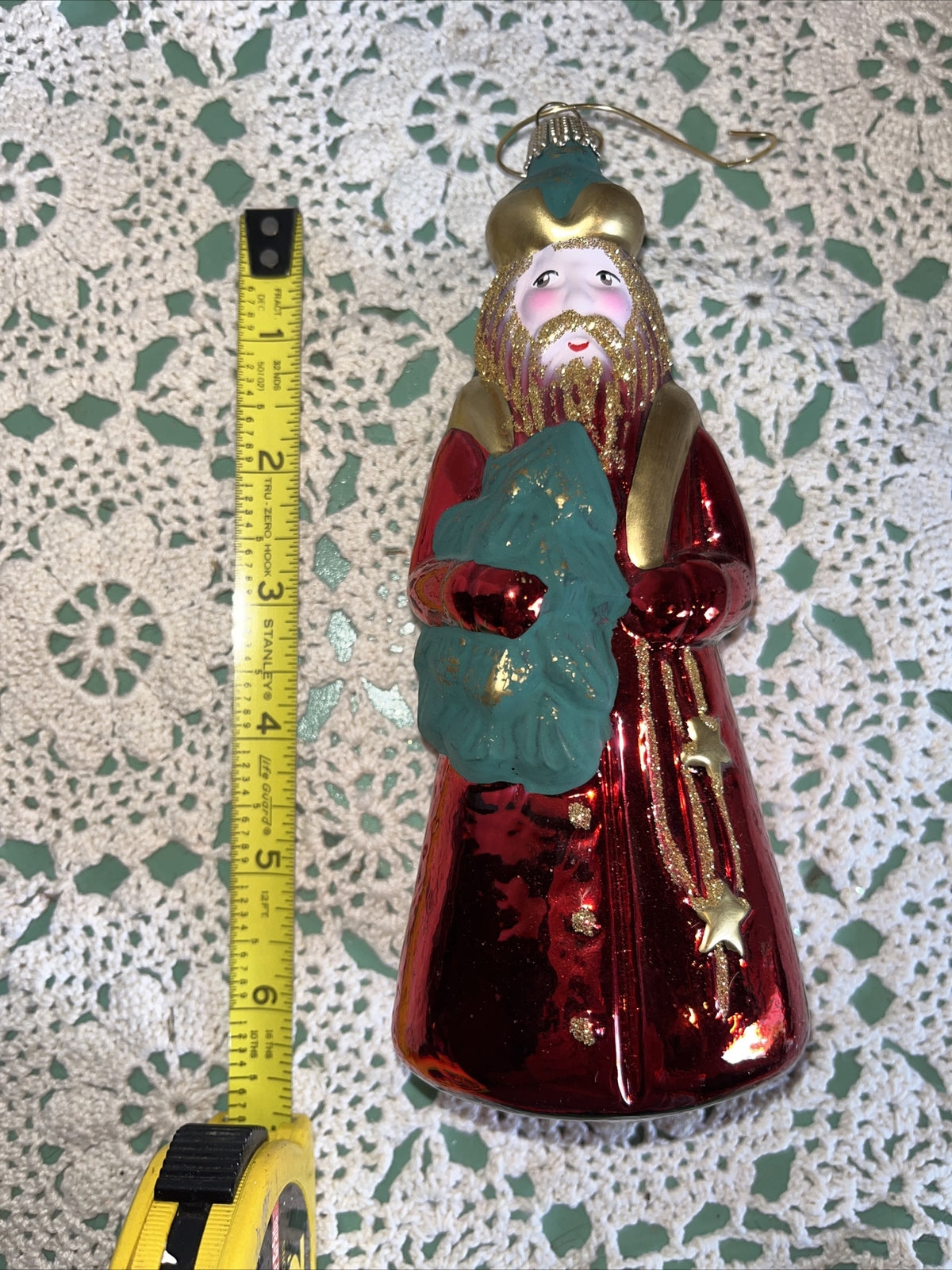 Vintage Santa Mercury Glass Christmas Ornament