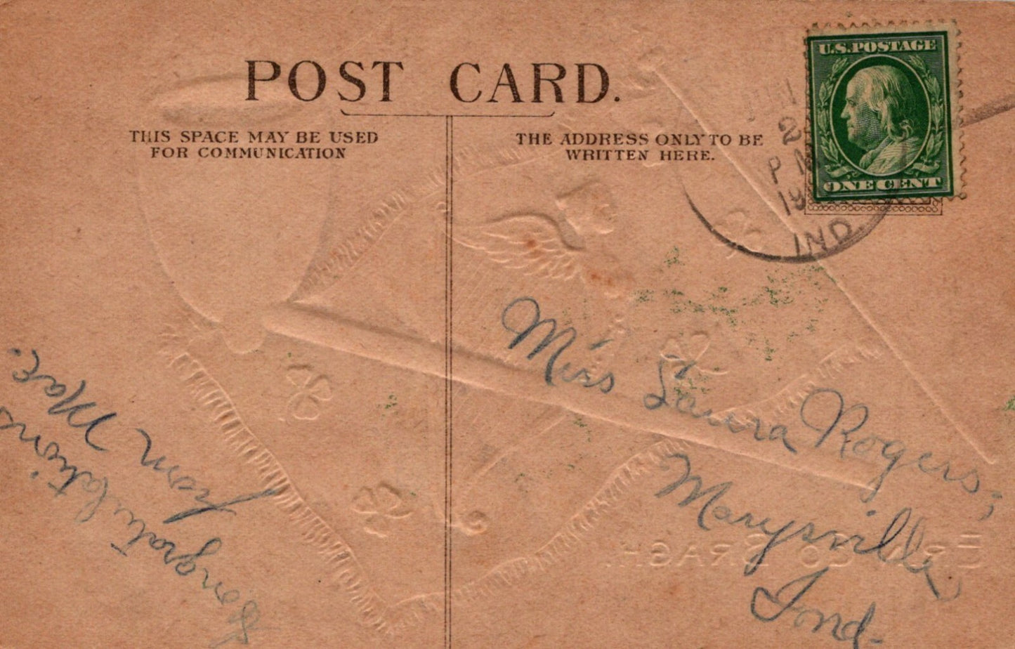 Flag Harp Pipe Erin Go Bragh 538 Embossed St Patrick's Day Vintage Postcard