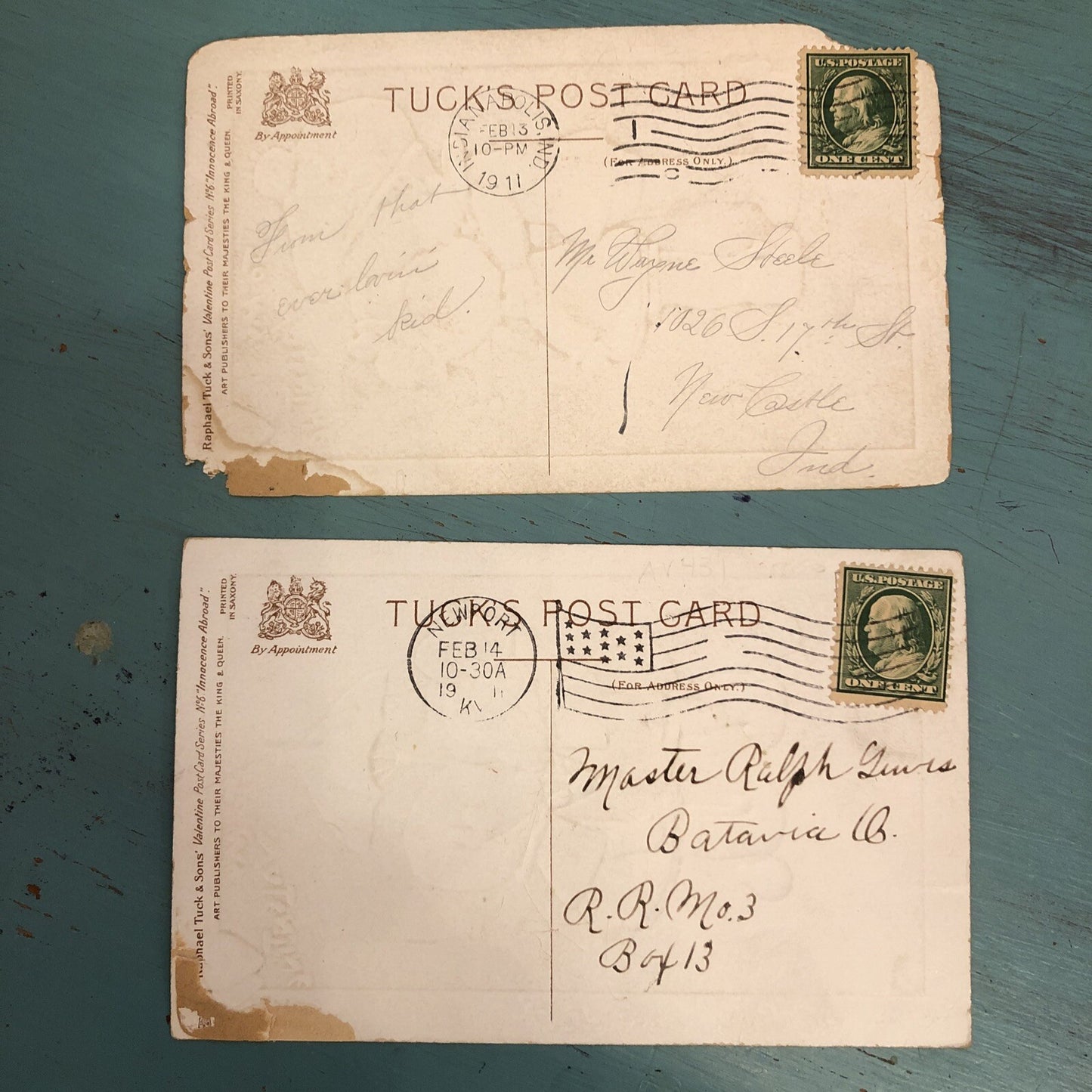 Set Tuck Valentine Cards Children Kissing MLA Artist Signed Mabel Lucie Attwell