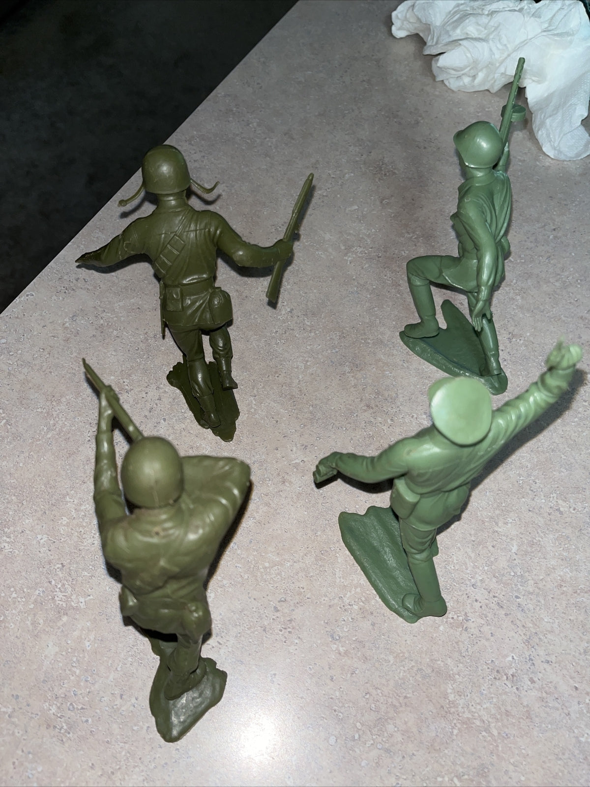 Vintage 1963 Marx US Army Men 4 plastic figures 6" toy soldiers military