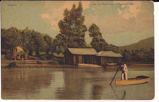 Ceylon Lake and Boat House Nuwara Ellya Sri Lanka Postcard
