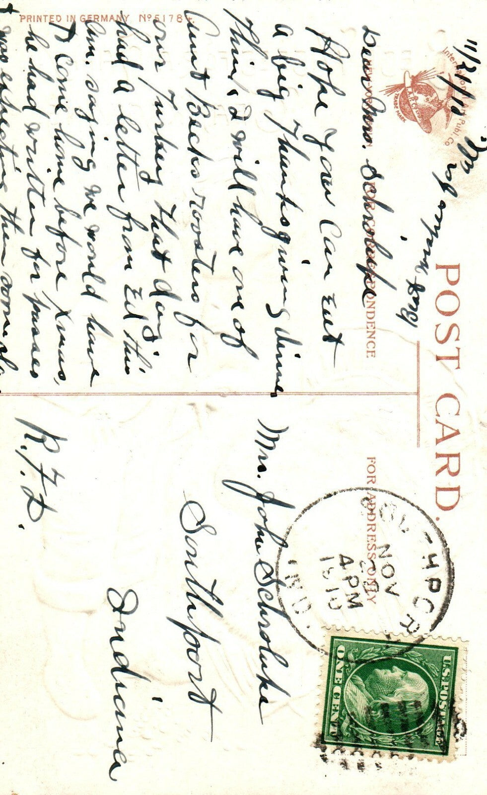 Clapsaddle Blond Boy Hand Feeding Turkey Best Wishes Thanksgiving Postcard 51784