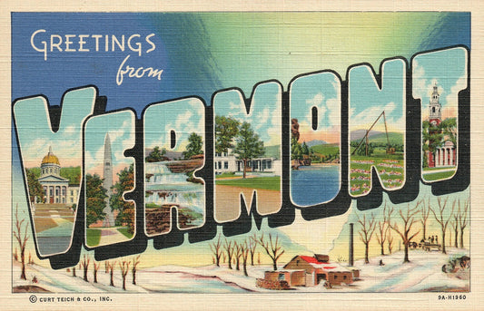 Vermont VT Large Letter  Postcard