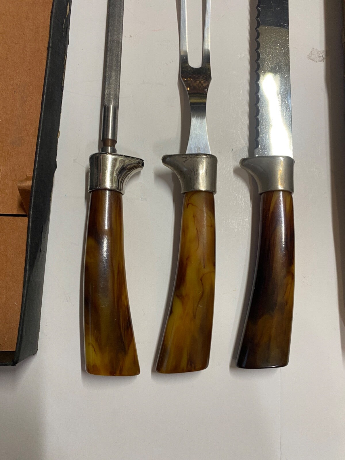 Vintage Sheffield Stainless Steel Blade 3 Piece Carving Set