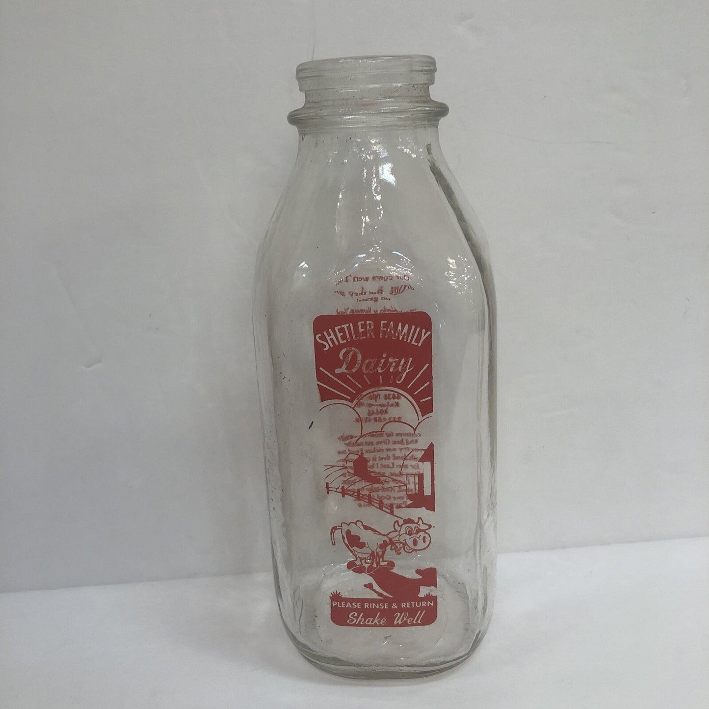 Rare Shetler Family Dairy Kalkaska Michigan Milk Quart Bottle Michigan MI Mich