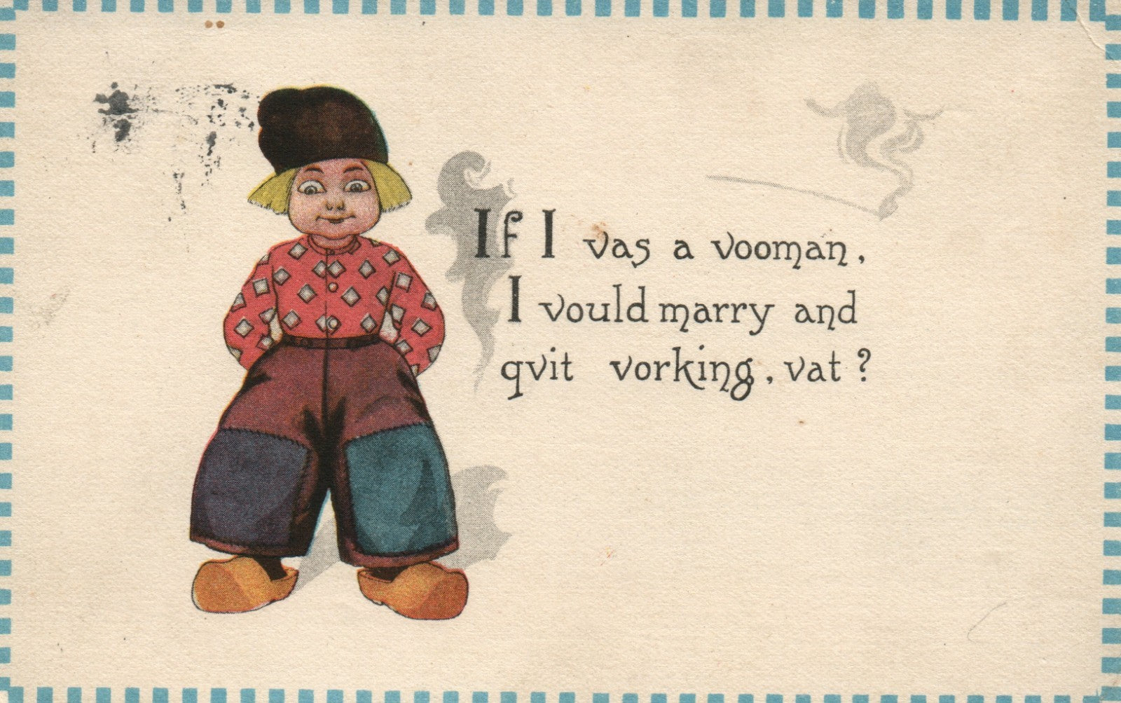 Little Dutch Boy If I Was A Woman Dutch Accent Samson Brothers Postcard