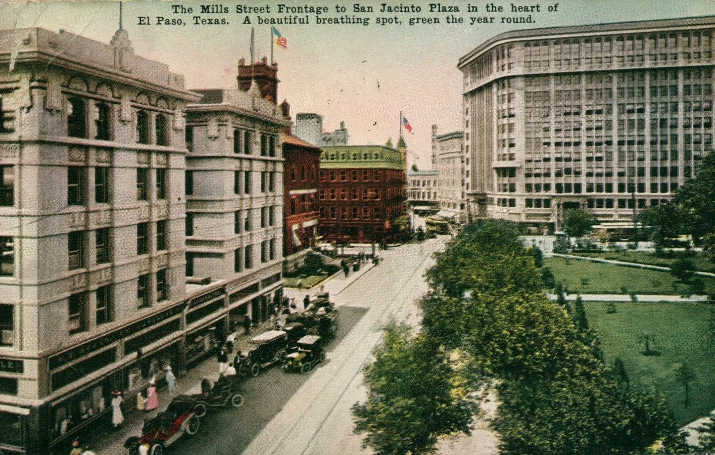 Mills Street San Jacinto Plaza El Paso Tex Texas TX Postcard  