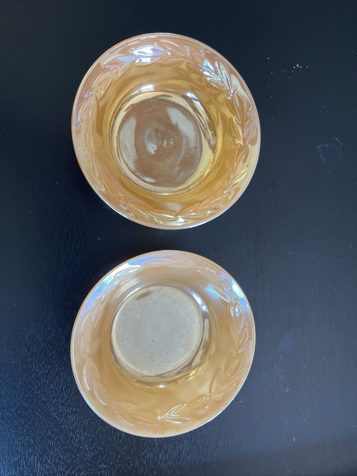 Fire King Peach Lustre Fruit Berry Bowl Laurel Leaf Anchor Hocking EUC (2)