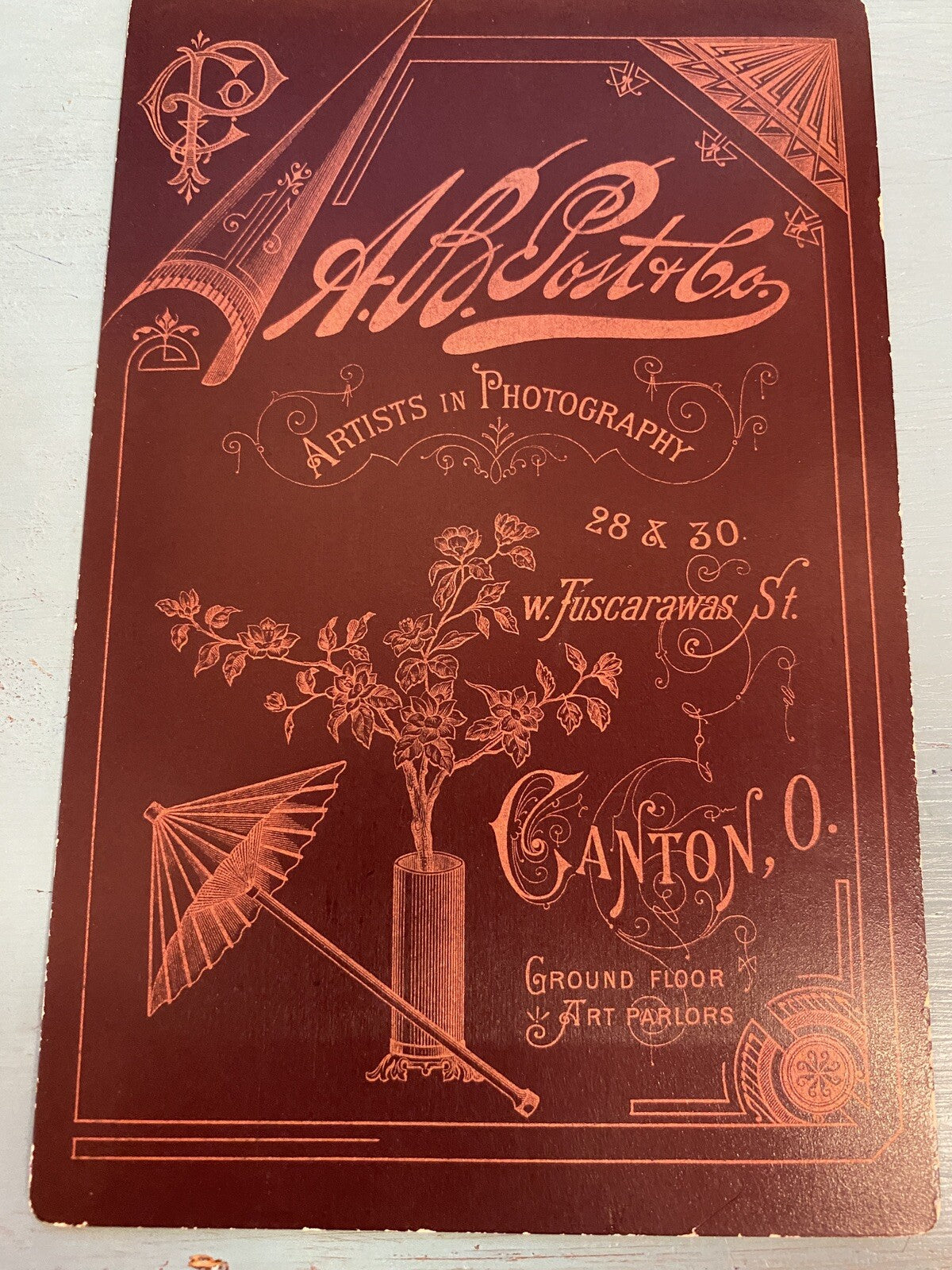 Victorian Woman Real Photo Cabinet Card A B Post & Co Canton Ohio OH 