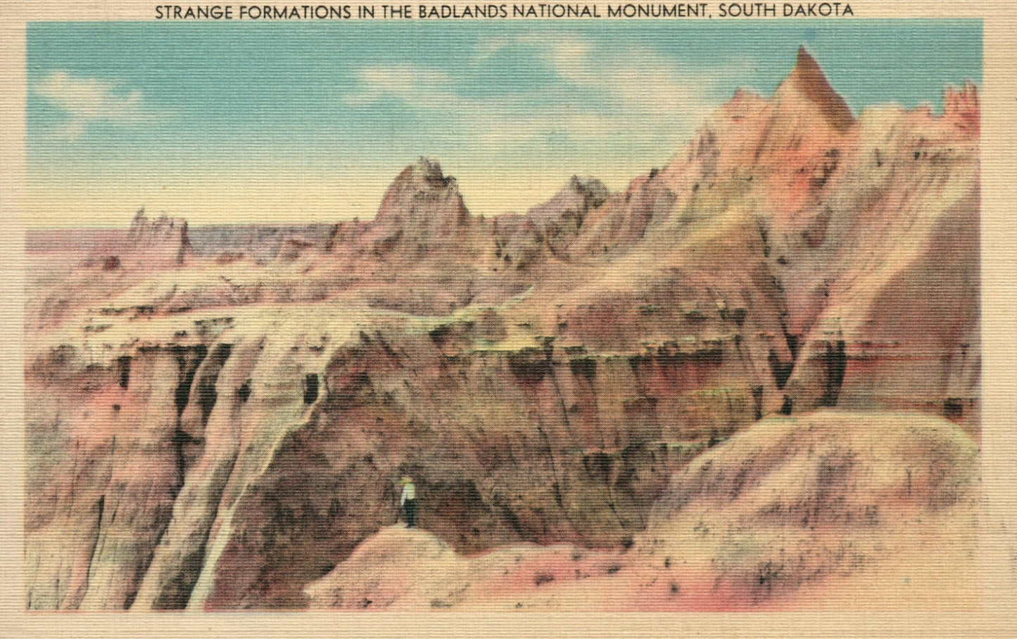 Strange Formations In The Badlands National Monument SD South Dakota Postcard