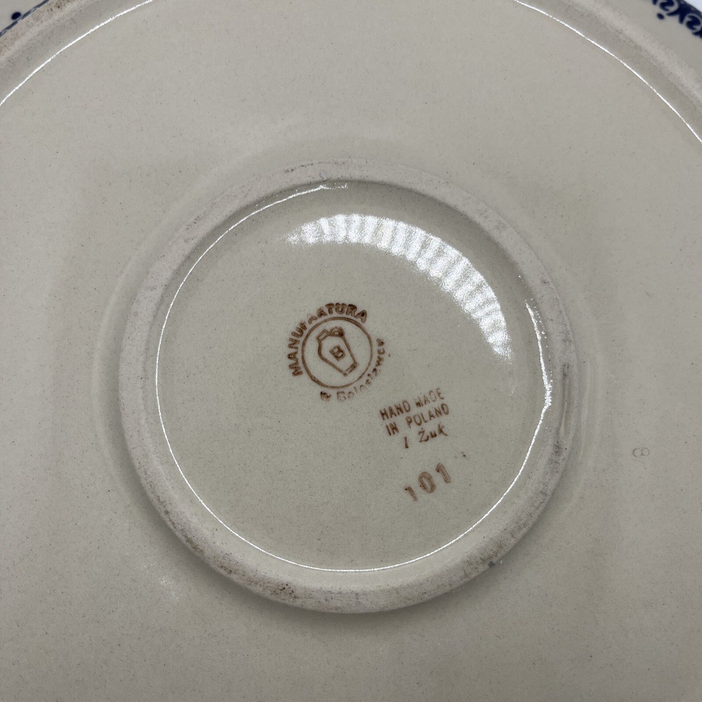 Boleslawiec Polish Pottery 13" Large Serving Dish Scalloped Round  Flowers