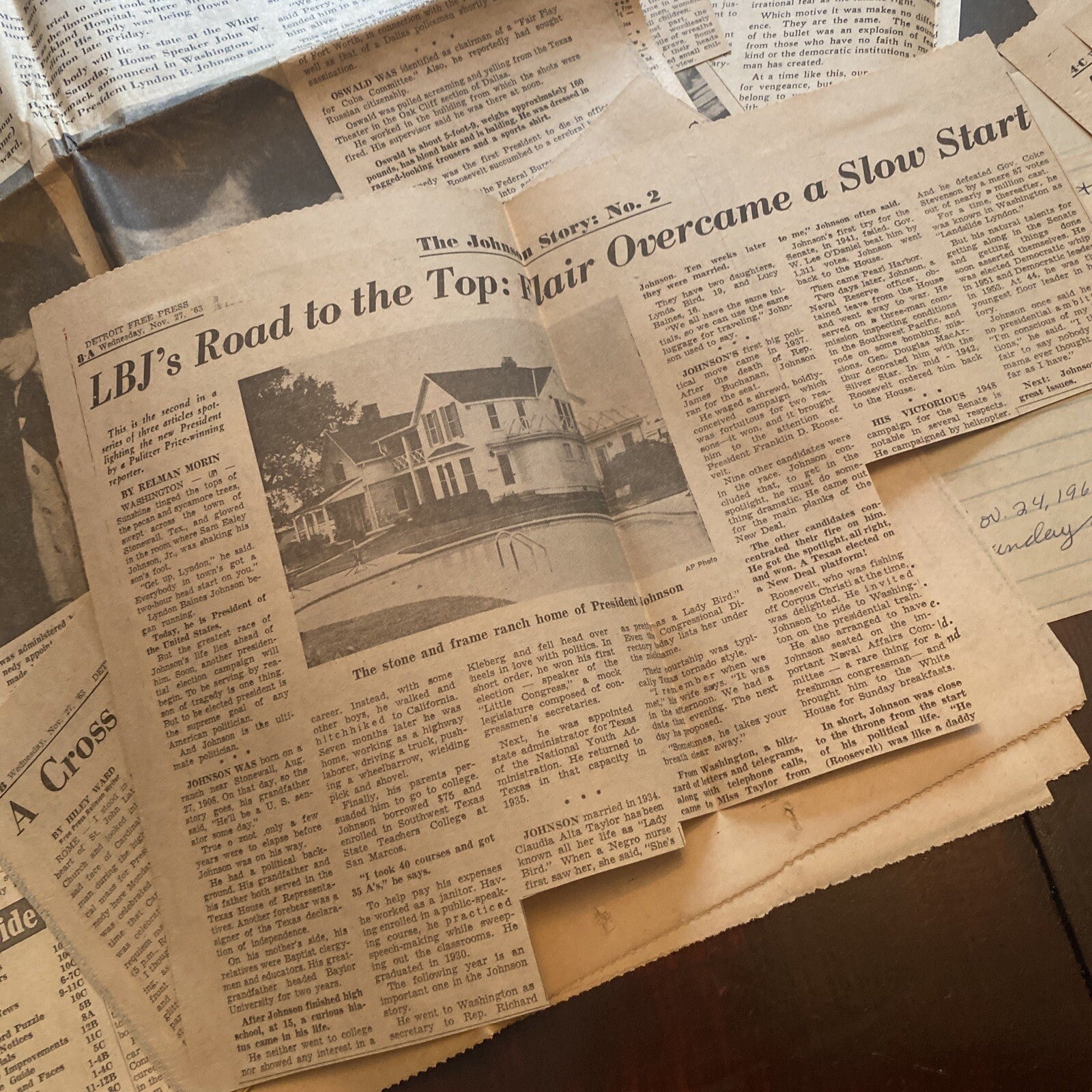 Lot Detroit Free Press Michigan Newspaper clippings John F Kennedy JFK Johnson