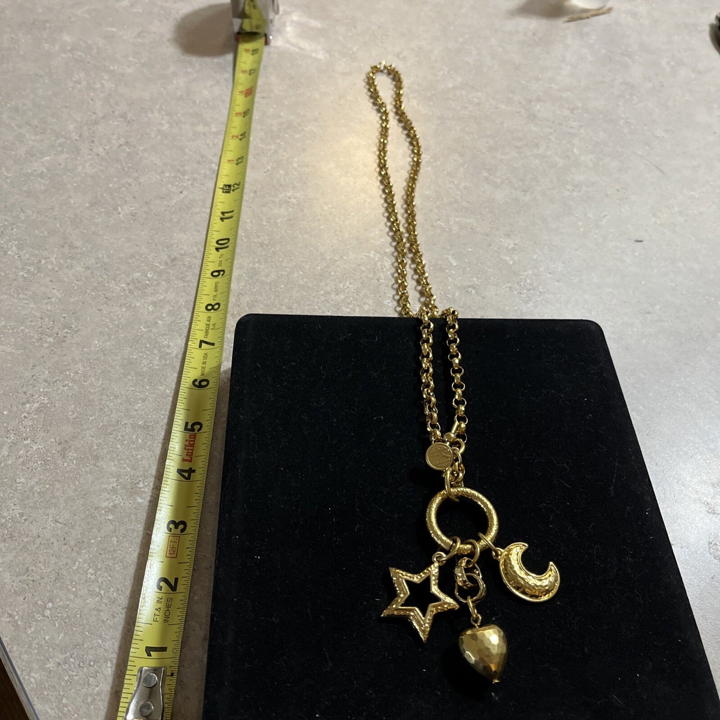 Vintage Anne Klein Gold Tone Chunky Geometric Link 34" Long Necklace Signed