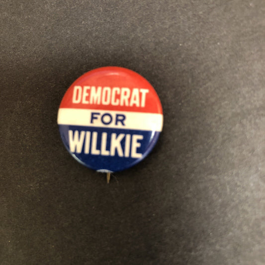 Democrat for Willkie Litho 7/8"  Political Pin