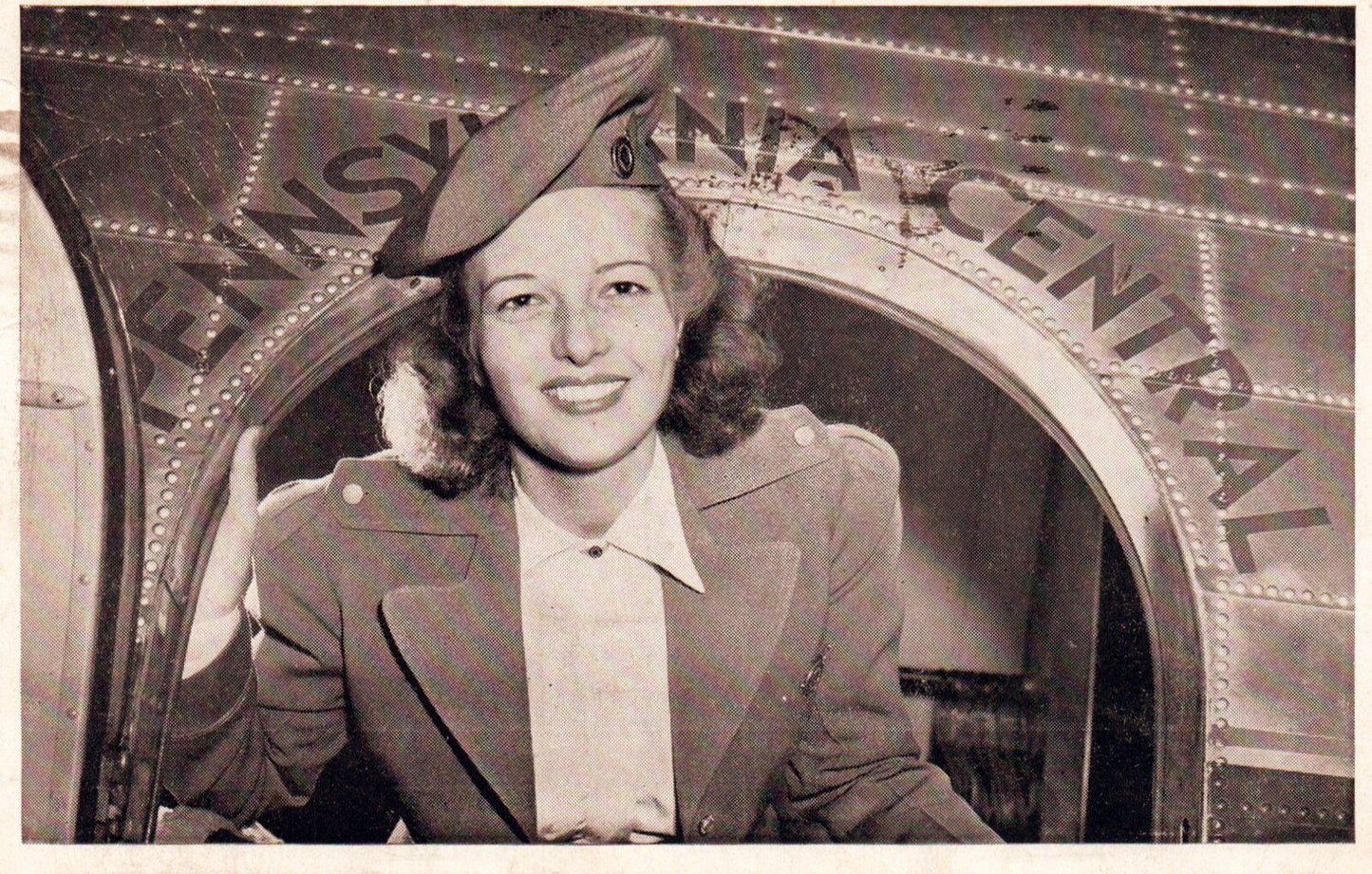 Pennsylvania Central Airlines Charming Air Hostess Pennsylvania Airport Postcard