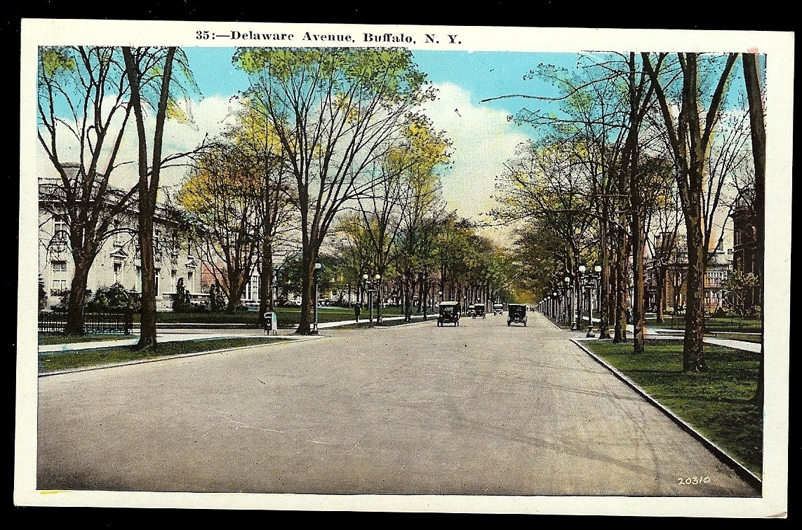 Some Cars on Delaware Avenue Buffalo New York NY Postcard