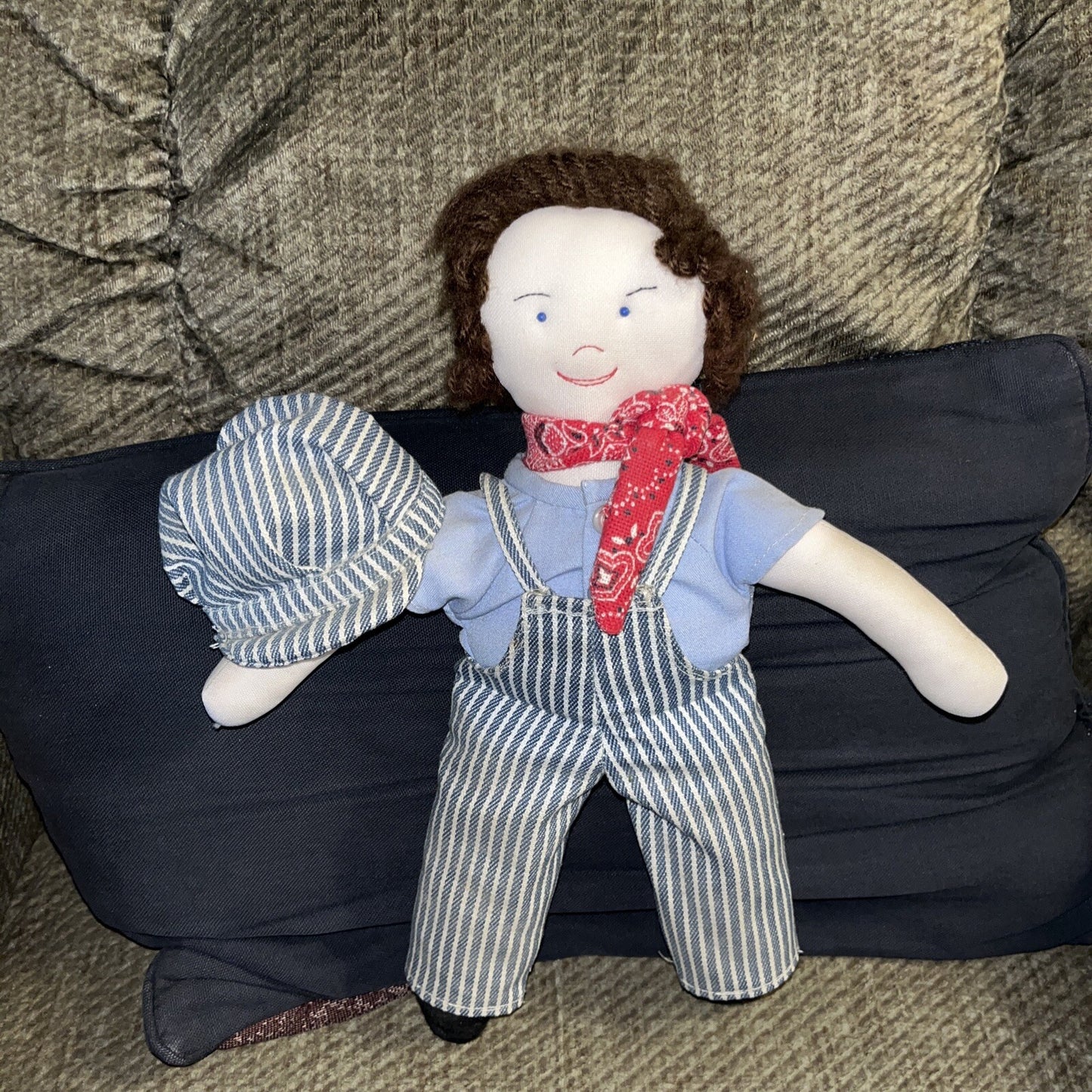 Vintage Handmade Engineer Rag doll 14”