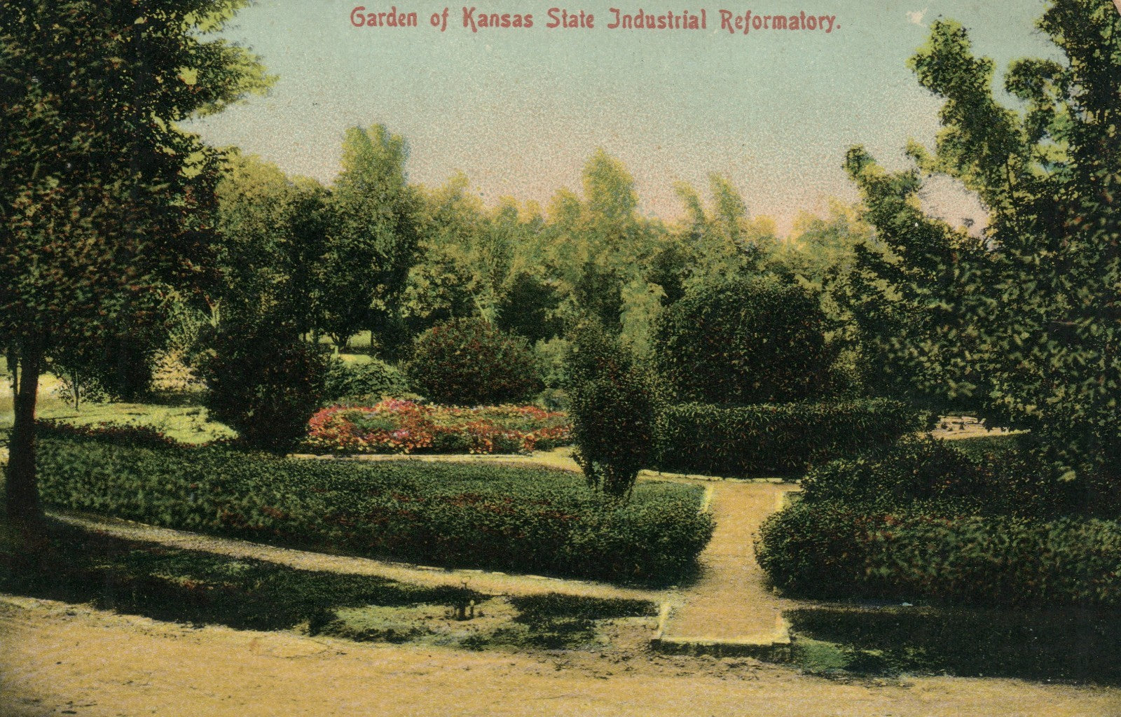 Garden of Kansas State Industrial Reformatory University KS Postcard 