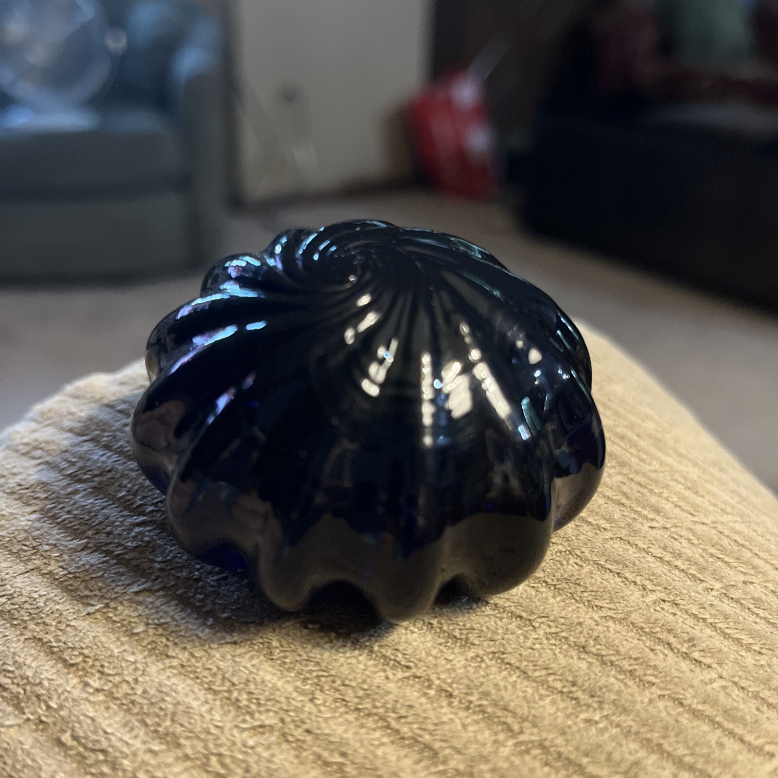 Vintage Levay (Gary Levi) Hand Blown Black Glass Paperweight