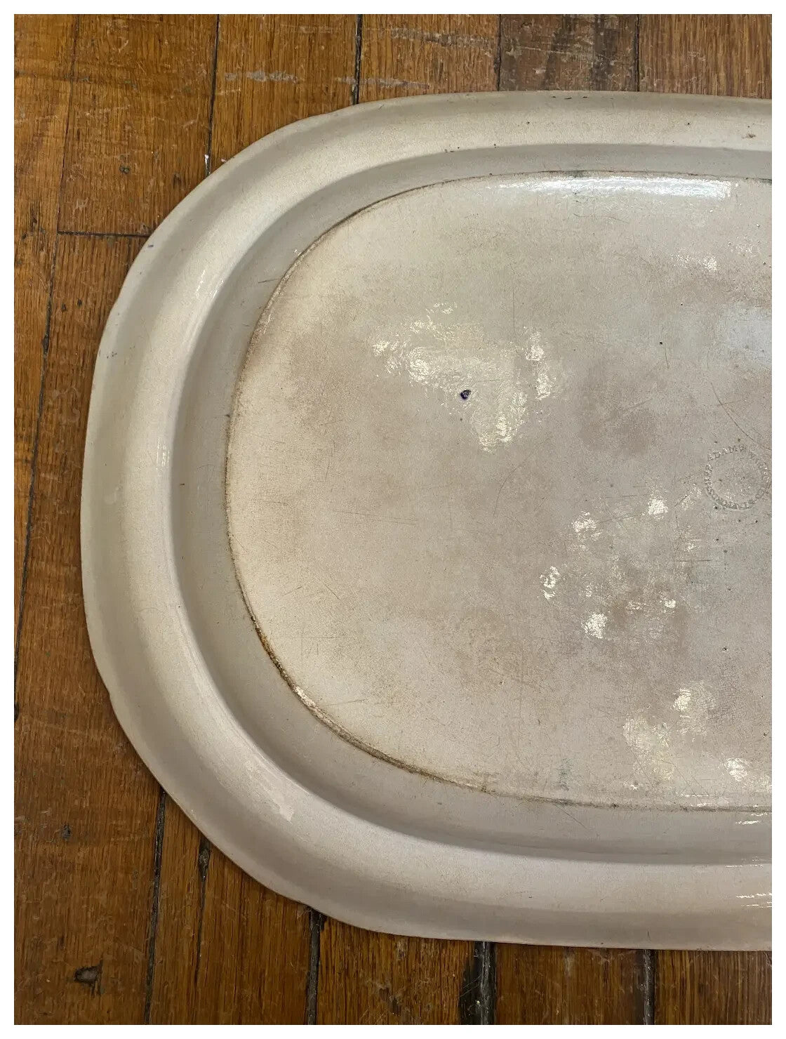 c1860 Staffordshire Adams Blue Willow Antique Platter 17" x 13" White