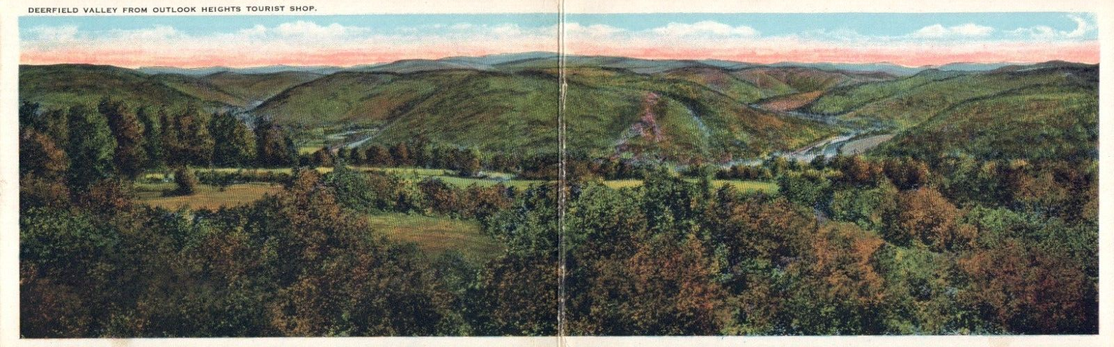 Deerfield Valley From Outlook Heights Tourist Shop in Massachusetts Postcard