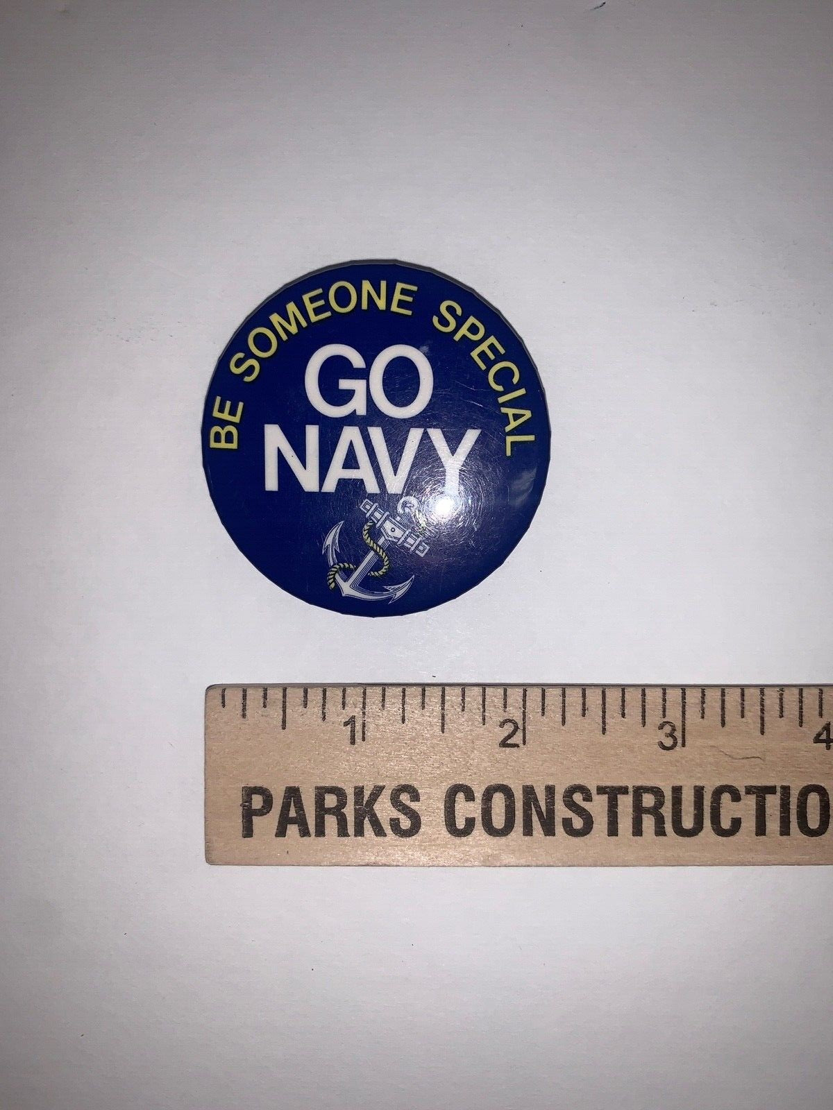 Vintage 1970's Go Navy Be Someone Special 2-2/8" Pinback