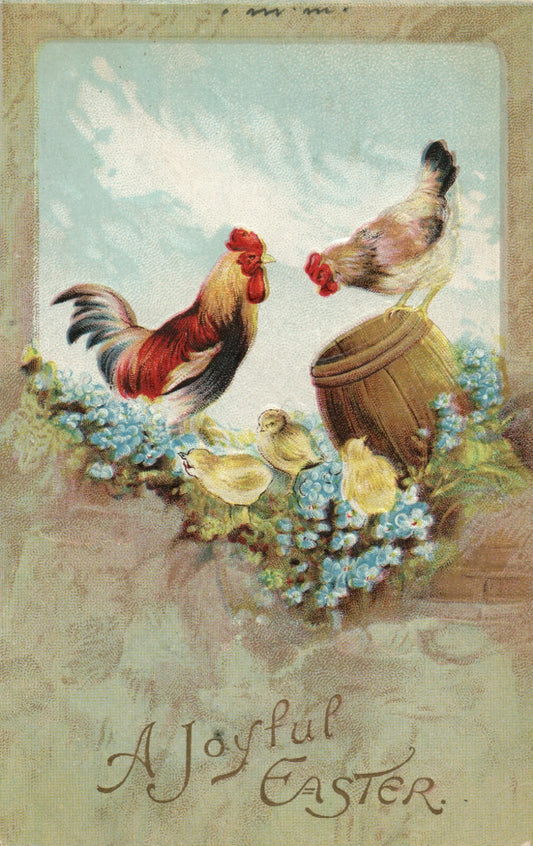 Rooster Chick Forget Me Not Easter Postcard Series 100 Postcard